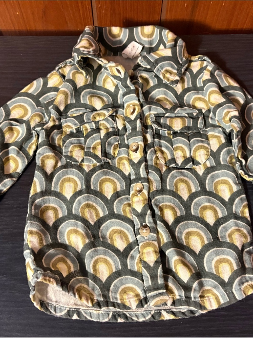 kate quinn Green and Yellow Retro Arc Button-Down Shirt